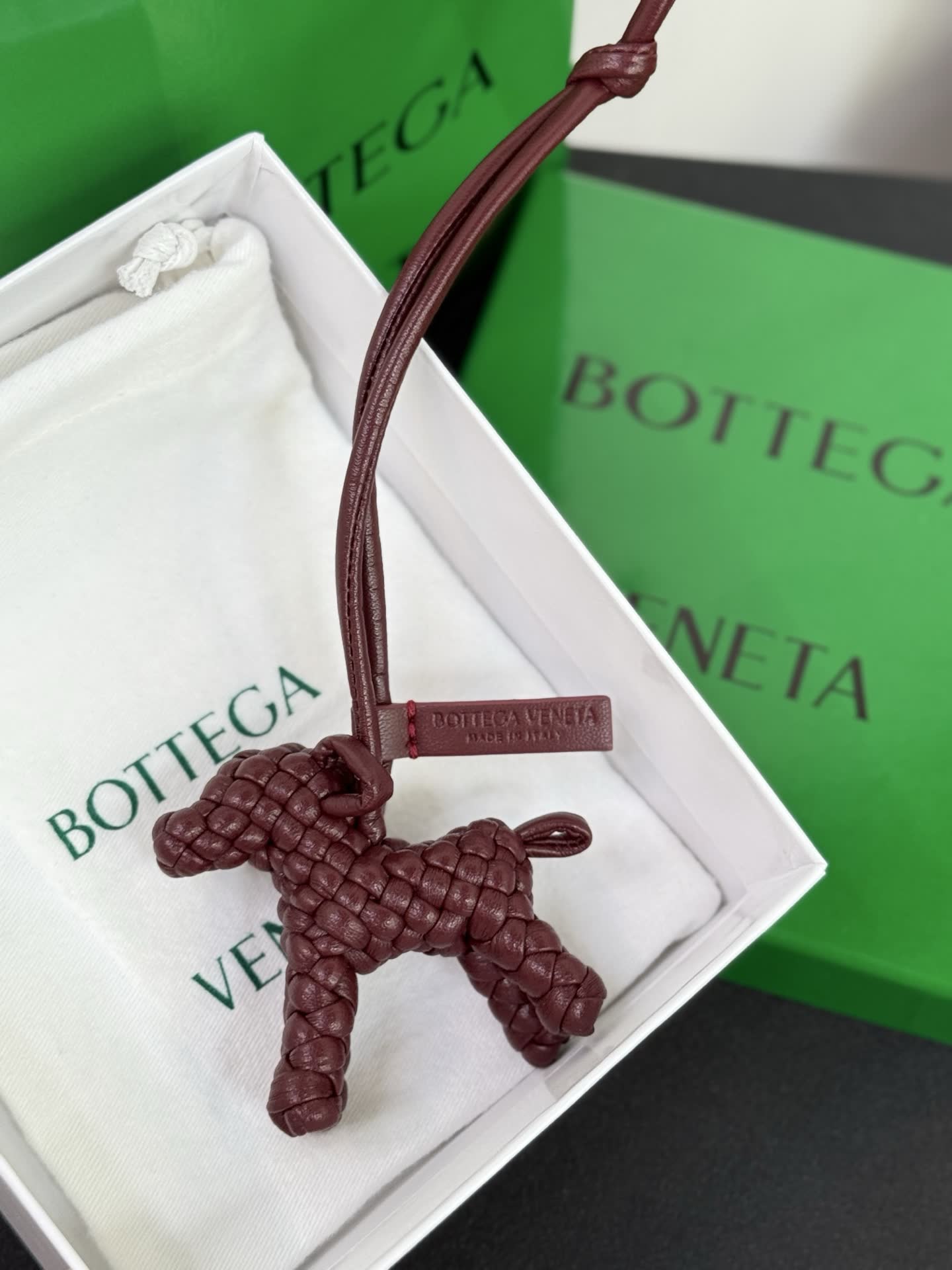 Bottega Veneta Leather Dog Charm
